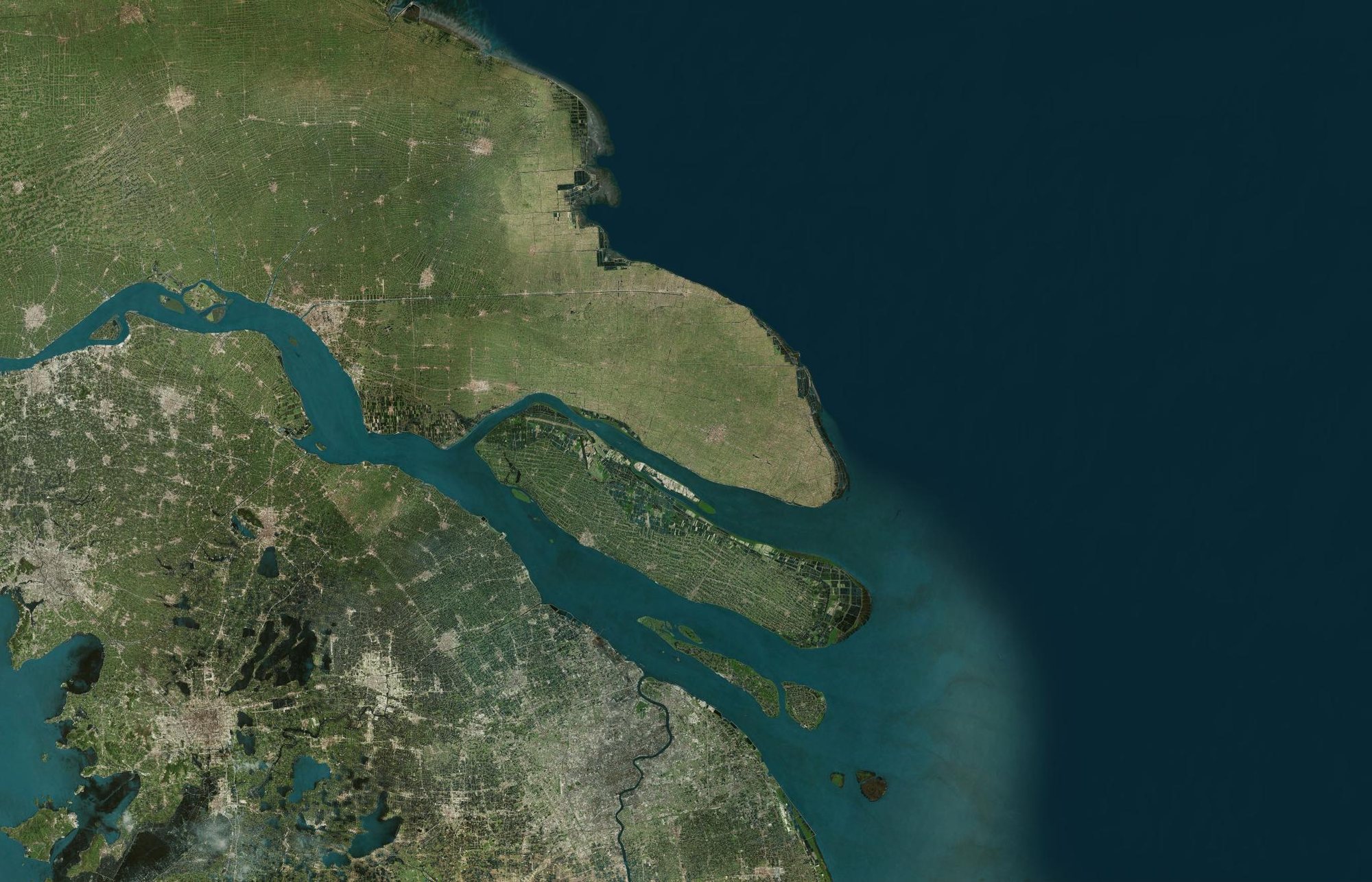 Satellite view of the Yangtze estuary showing both Wison fabrication bases